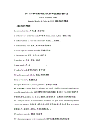 （2021新牛津译林版）高中英语选择性必修一Unit 4 Extended Reading & Project (p. 53-55) 重点词组句式整理 （含答案）.docx