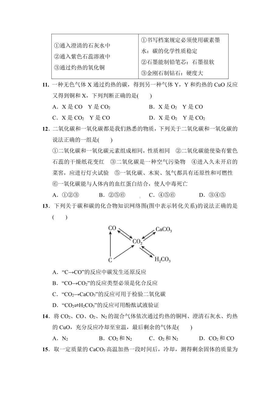 第六单元达标检测卷（含答案）2021-2022学年人教版化学九年级上册.doc_第3页