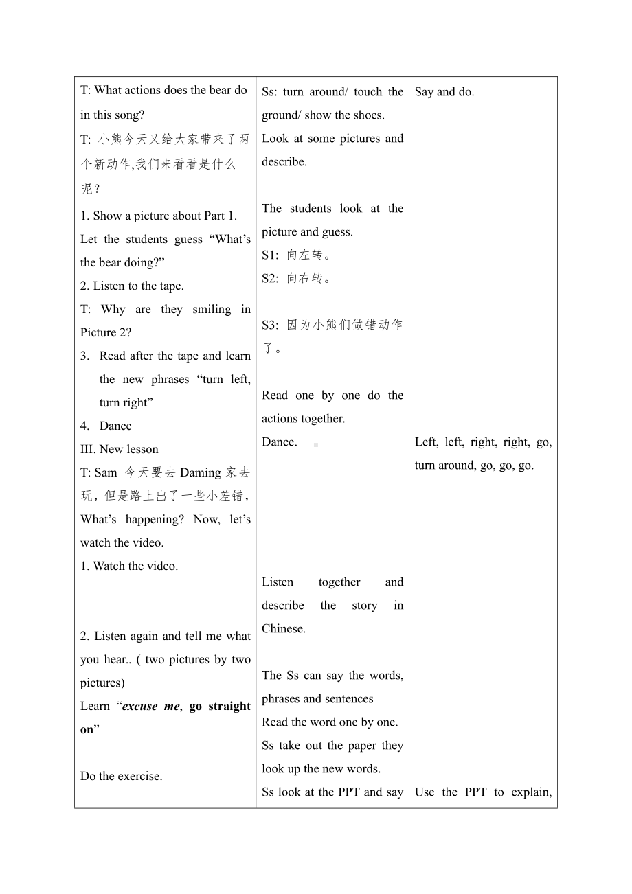 外研版（一起）二年级下册Module 9-Unit 1 Turn left!-教案、教学设计-公开课-(配套课件编号：e0142).docx_第2页