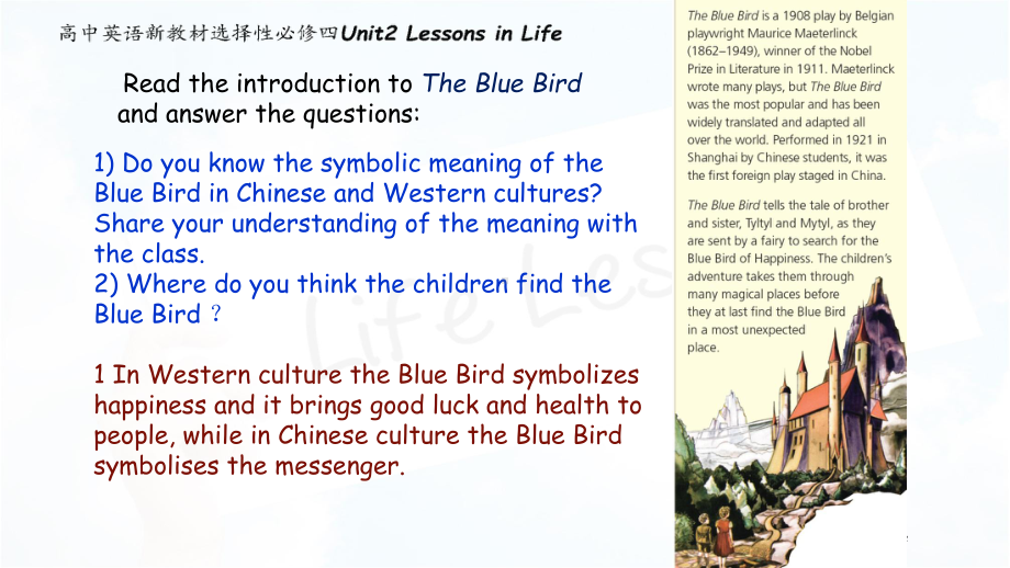 （2021新外研版）高中英语选择性必修四 Unit 2 Lessons in life Developing ideas The blue birdppt课件.pptx_第3页