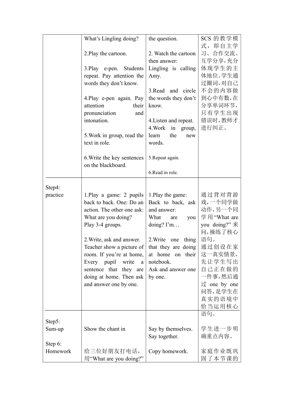 外研版（一起）二年级下册Module 4-Unit 1 What are you doing -教案、教学设计-部级优课-(配套课件编号：00058).doc_第3页