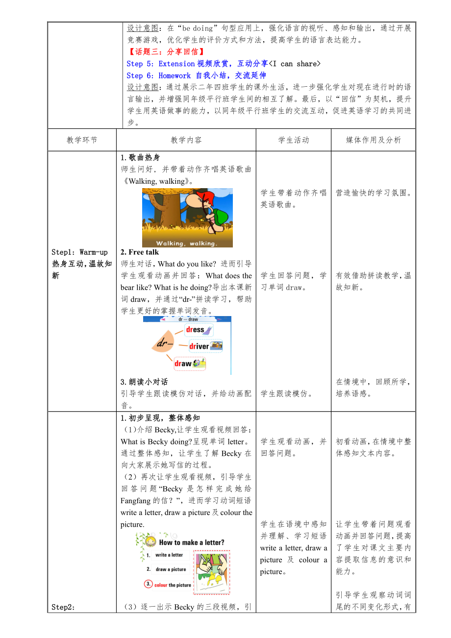 外研版（一起）二年级下册Module 2-Unit 2 I'm drawing a picture．-教案、教学设计-部级优课-(配套课件编号：40026).doc_第3页