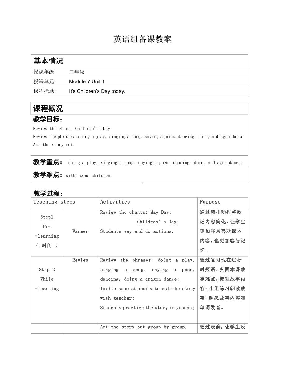 外研版（一起）二年级下册Module 6-Unit 2 My grandma usually cooks.-教案、教学设计--(配套课件编号：b0853).docx_第1页