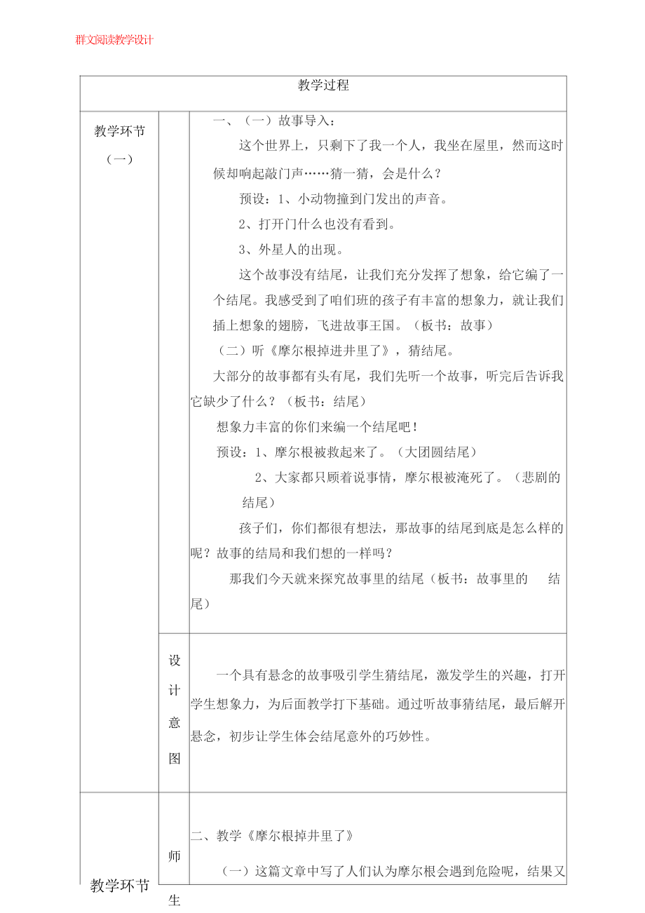 群文阅读教案：六年级《故事里的巧妙结尾》》教学设计13页.docx_第2页