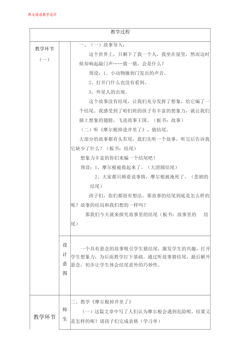 群文阅读教案：六年级《故事里的巧妙结尾》》教学设计13页.pdf_第2页