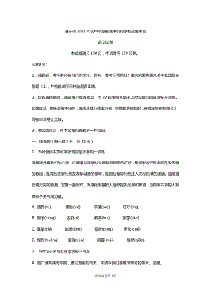 2021年四川省遂宁市中考语文真题及答案解析(原卷word档+答案评分标准）.docx