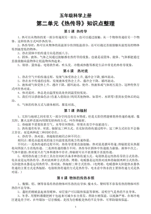 小学科学苏教版五年级上册第二单元《热传递》知识点整理（2021新版）.doc