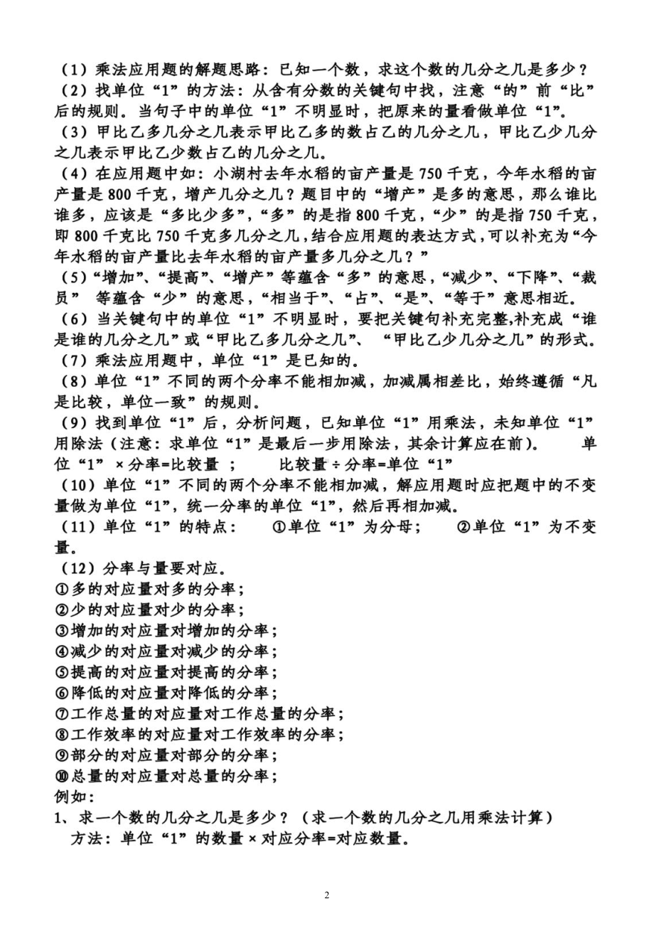 小学数学人教版六年级上册《重点知识》整理（分单元编排）.docx_第2页