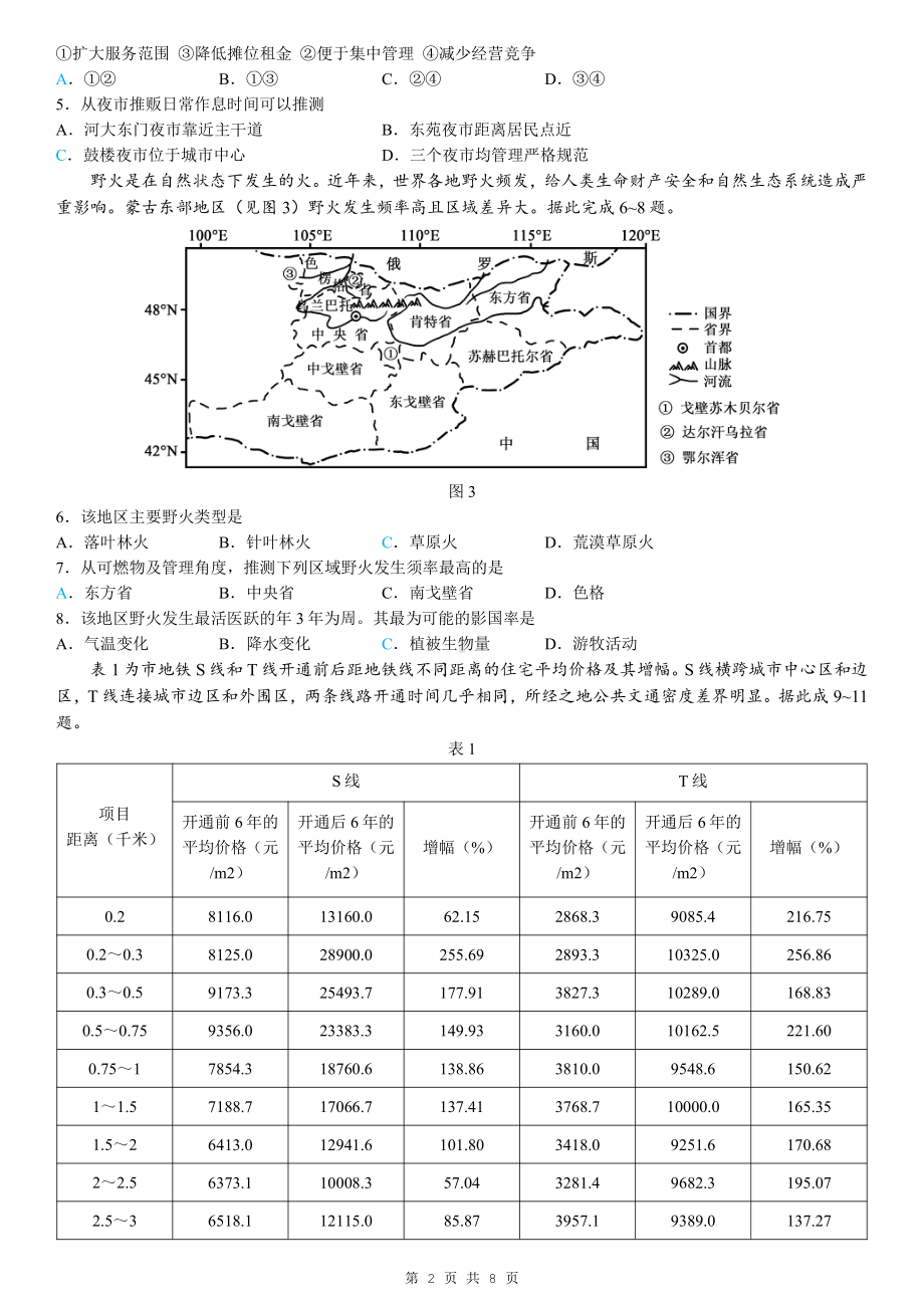 2021年高考地理试题（湖南卷）.pdf_第2页