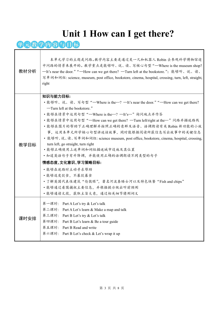 人教版六年级上英语Unit 1 How can I get there第一课时优质课教案.doc_第1页