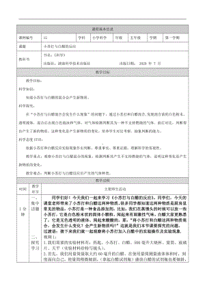 2021新湘科版五年级上册科学4.2 小苏打与白醋的反应 教学设计.docx