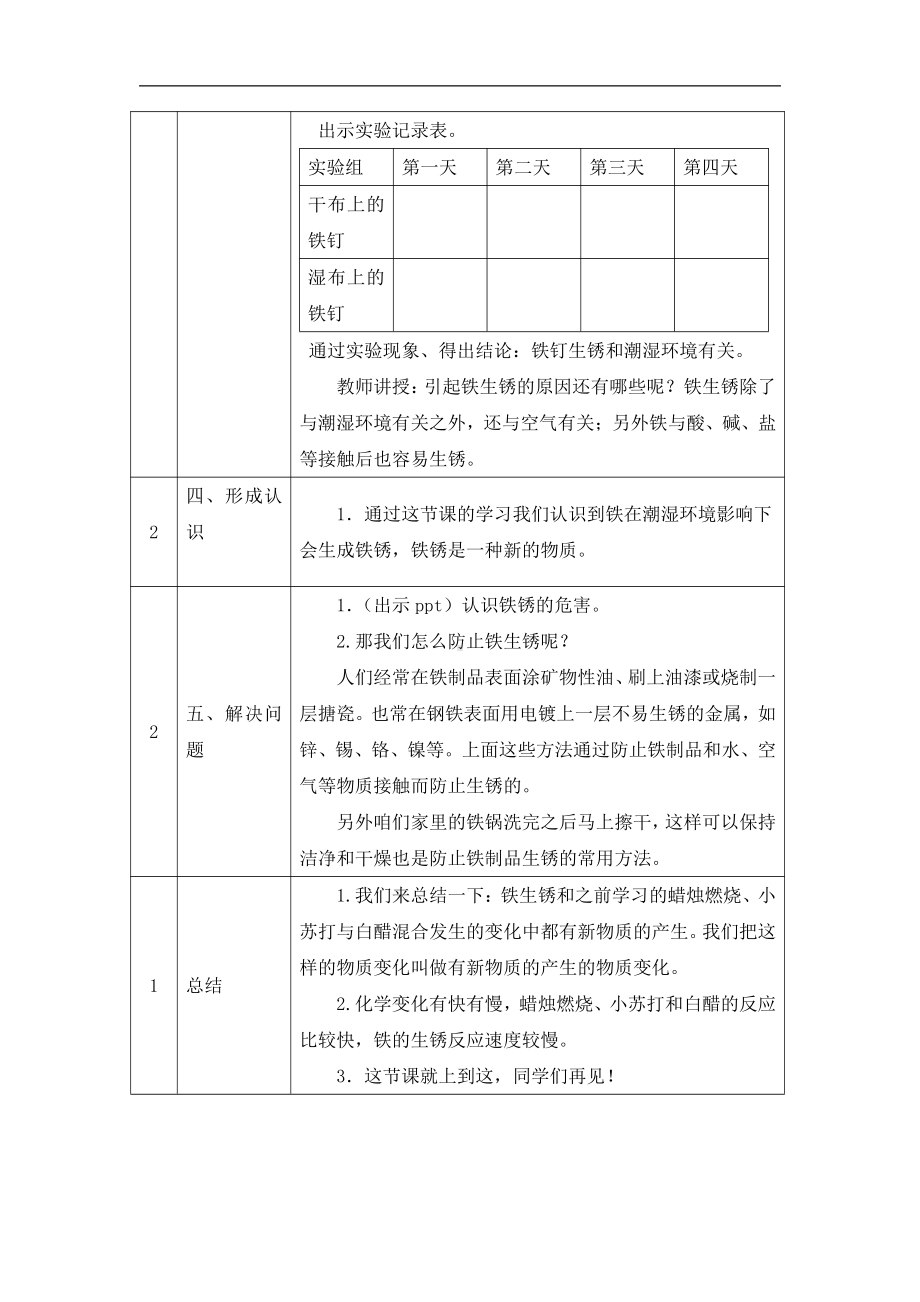 2021新湘科版五年级上册科学4.3 生锈 教学设计.docx_第3页