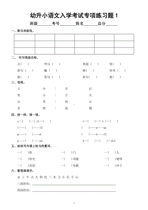 幼儿园幼升小语文入学考试专项练习题（共2套）.docx