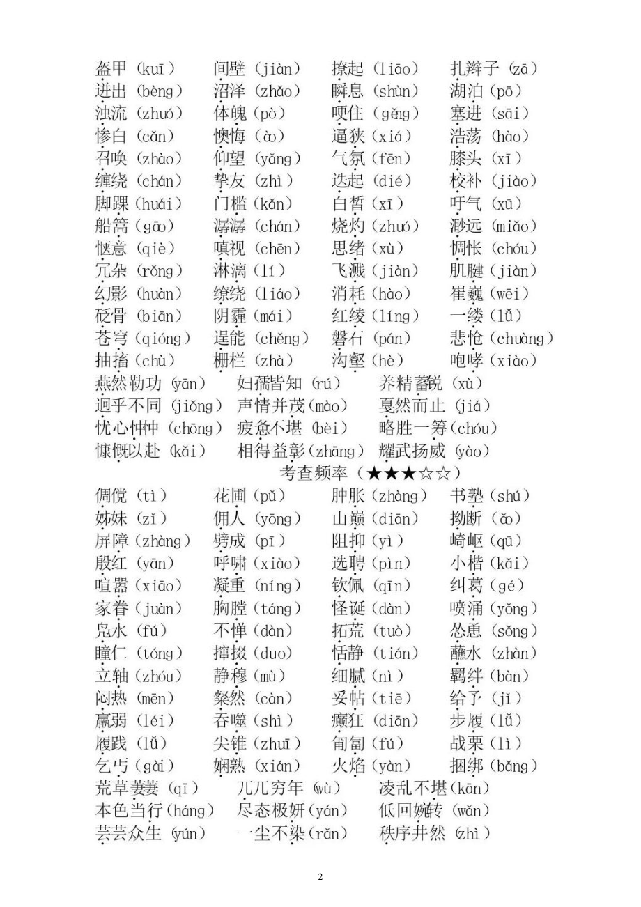 初中语文部编版七年级下册《易错字词》汇总（中考常考）（直接打印每生一份熟记）.docx_第2页