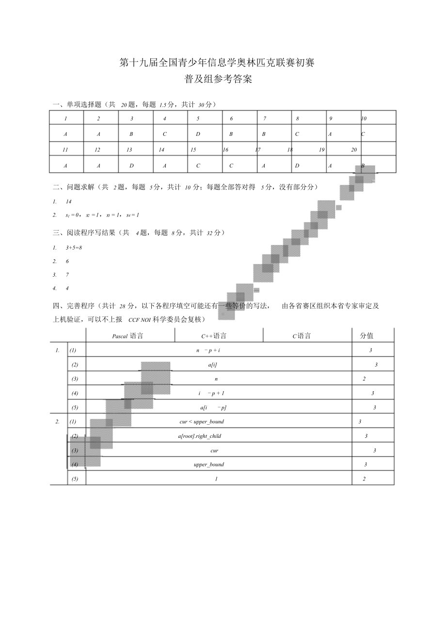 NOIP2013普及组初赛参考答案.doc_第1页