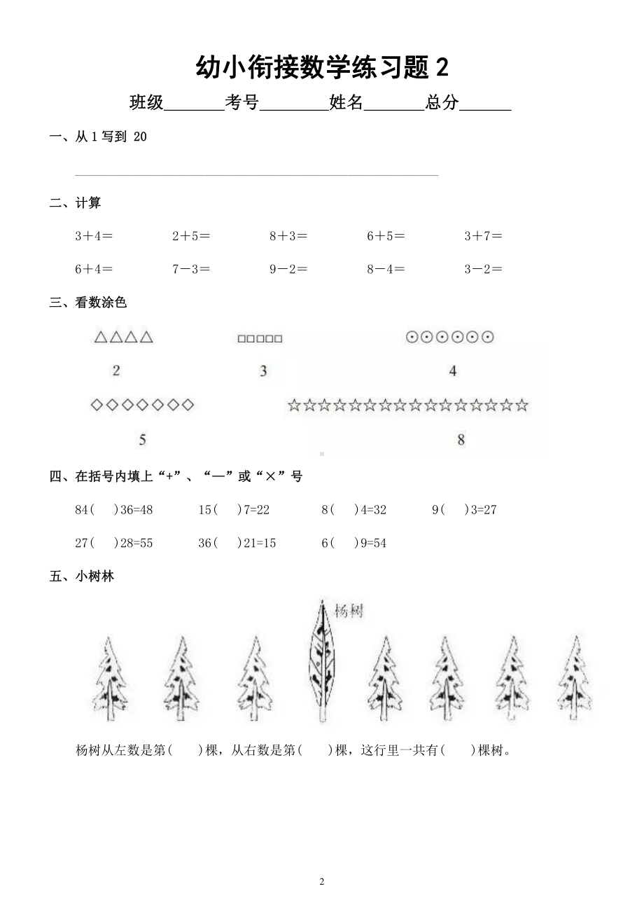 幼儿园幼小衔接数学练习题（共5套）.docx_第2页