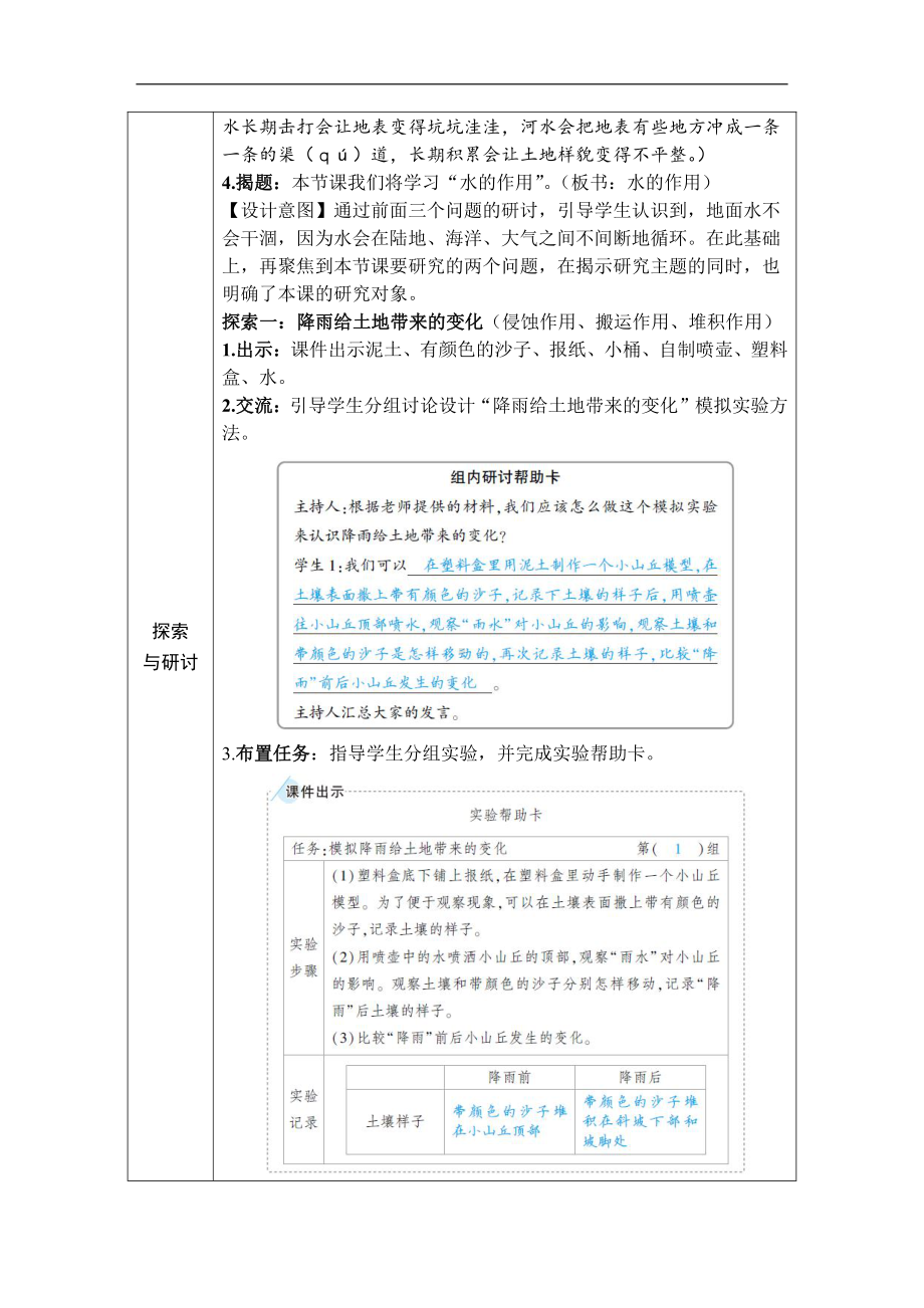 2021新教科版五年级上册科学2.6 水的作用 教案、教学设计（含教学反思表格式）.DOCX_第2页