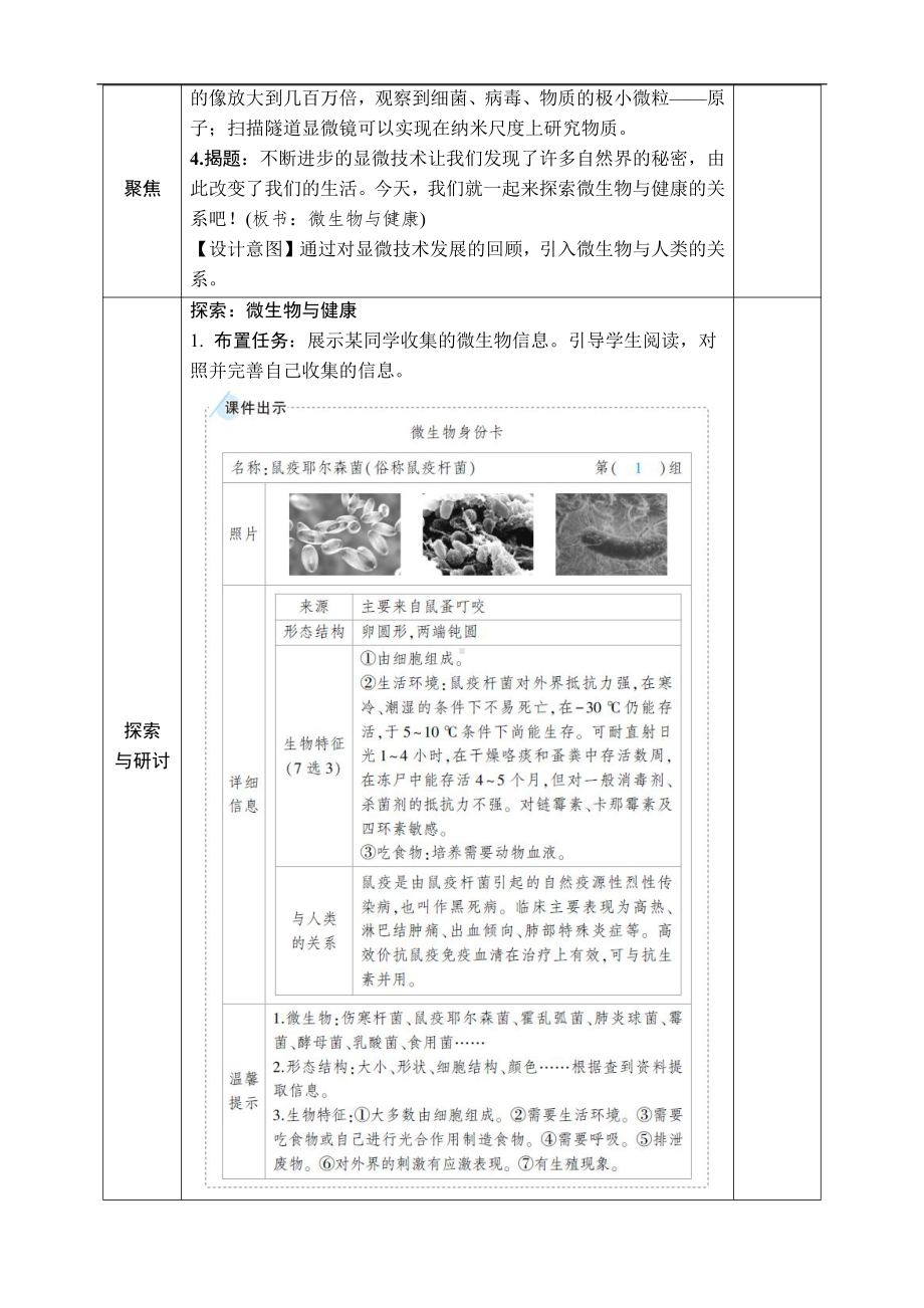 2021新教科版六年级上册科学1.7 微生物与健康 教案-教学设计（含教学反思,表格式）.docx_第2页