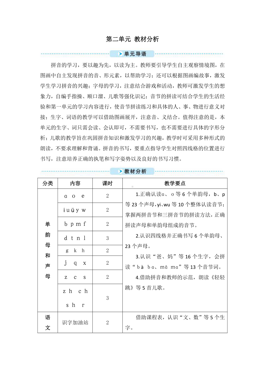 （部编(统编)版一年级上册语文）一年级上册册二单元教材解读.doc_第1页