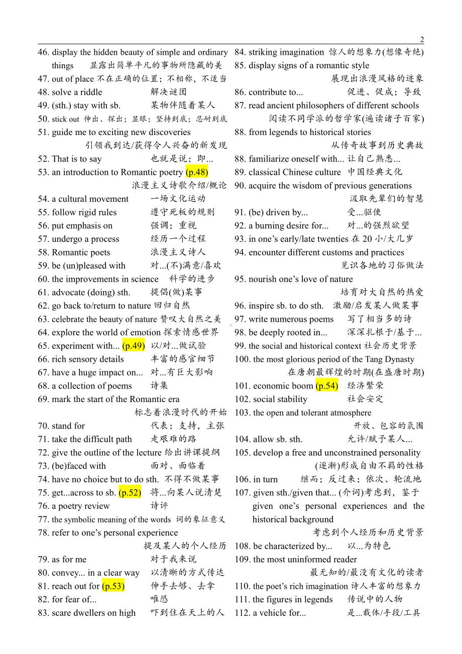 （2021新）牛津译林版高中英语选修一Unit 4 短语优句（含答案）.doc_第2页