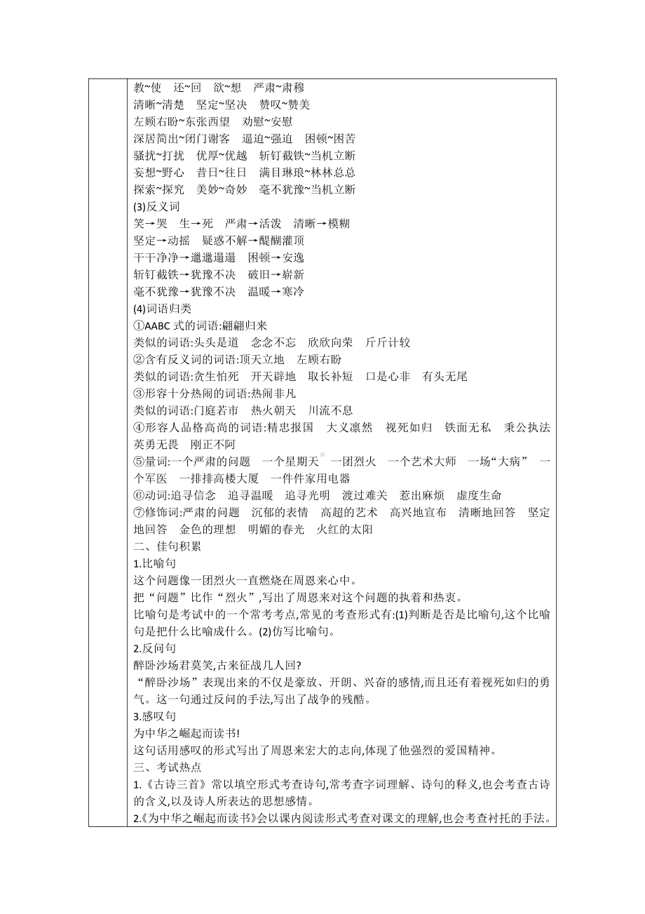 部编版南京四年级语文上册第七单元复习课教案.doc_第2页