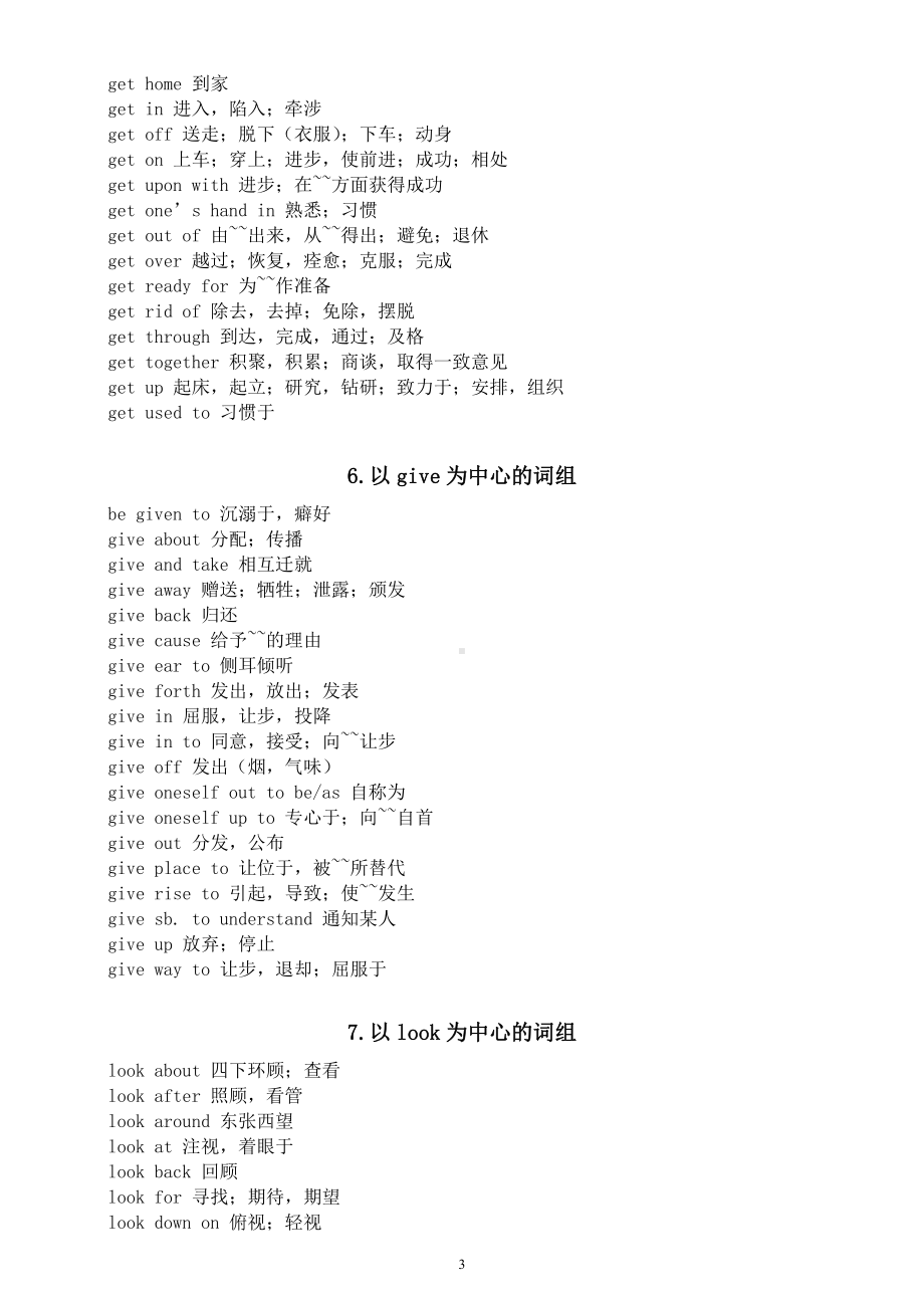 高中英语考试常见《动词词组》汇总（共11类）（直接打印每生一份熟记）.docx_第3页