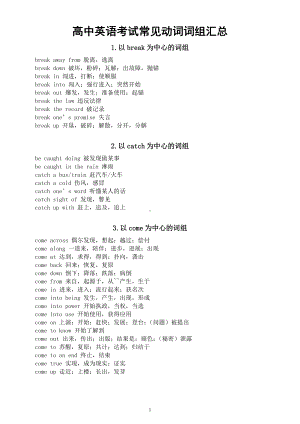 高中英语考试常见《动词词组》汇总（共11类）（直接打印每生一份熟记）.docx