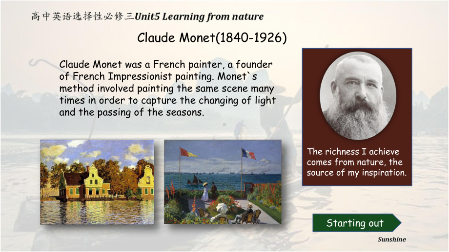 （2019新教材）外研版高中英语必修三Unit 5 Learning from nature Starting out andUnderstanding ideas Lessons from nature ppt课件.pptx_第2页