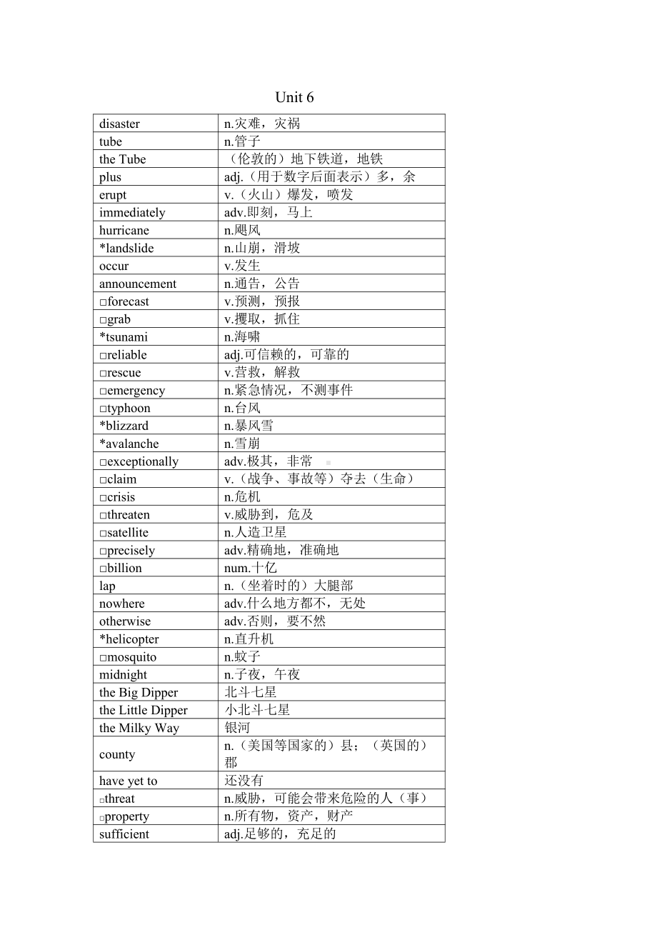 （2019新教材）外研版高中英语必修三Unit6 单词表.docx_第1页