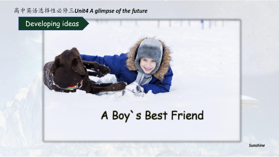 （2019新教材）外研版高中英语必修三Unit4 A glimpse of the futureDeveloping ideas A boy`s best friendppt课件.pptx_第1页