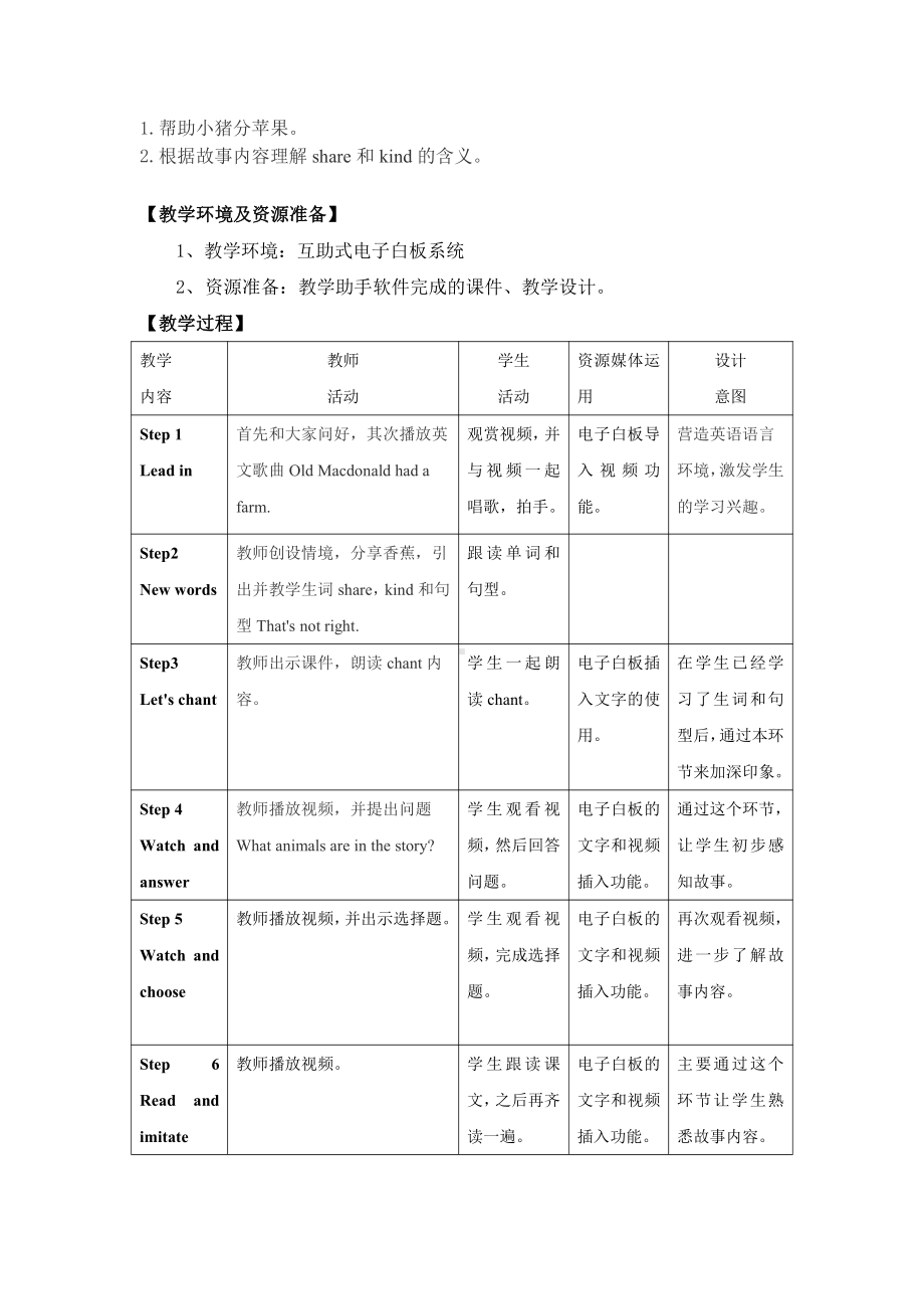 重庆大学版四年级下册Unit 2 Welcome to Our Farm-Story corner-教案、教学设计-公开课-(配套课件编号：80016).docx_第2页