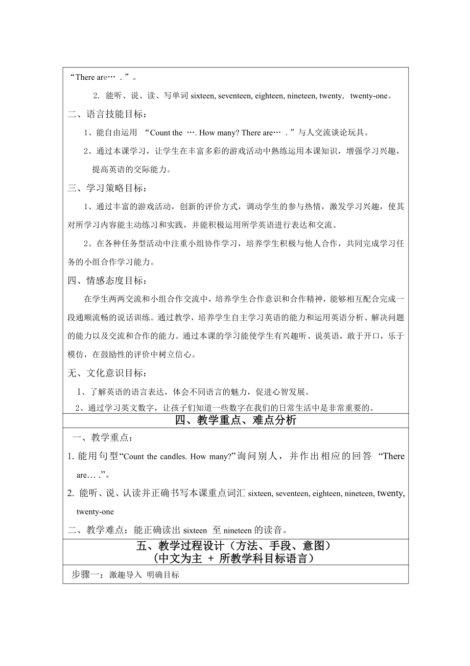 重庆大学版四年级下册Unit 3 There Is a Cake on the Table-Lesson 2-教案、教学设计--(配套课件编号：6012f).doc_第3页