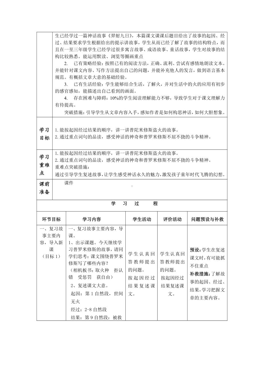 统编版南京四年级语文上册《普罗米修斯》第2课时教案.docx_第2页