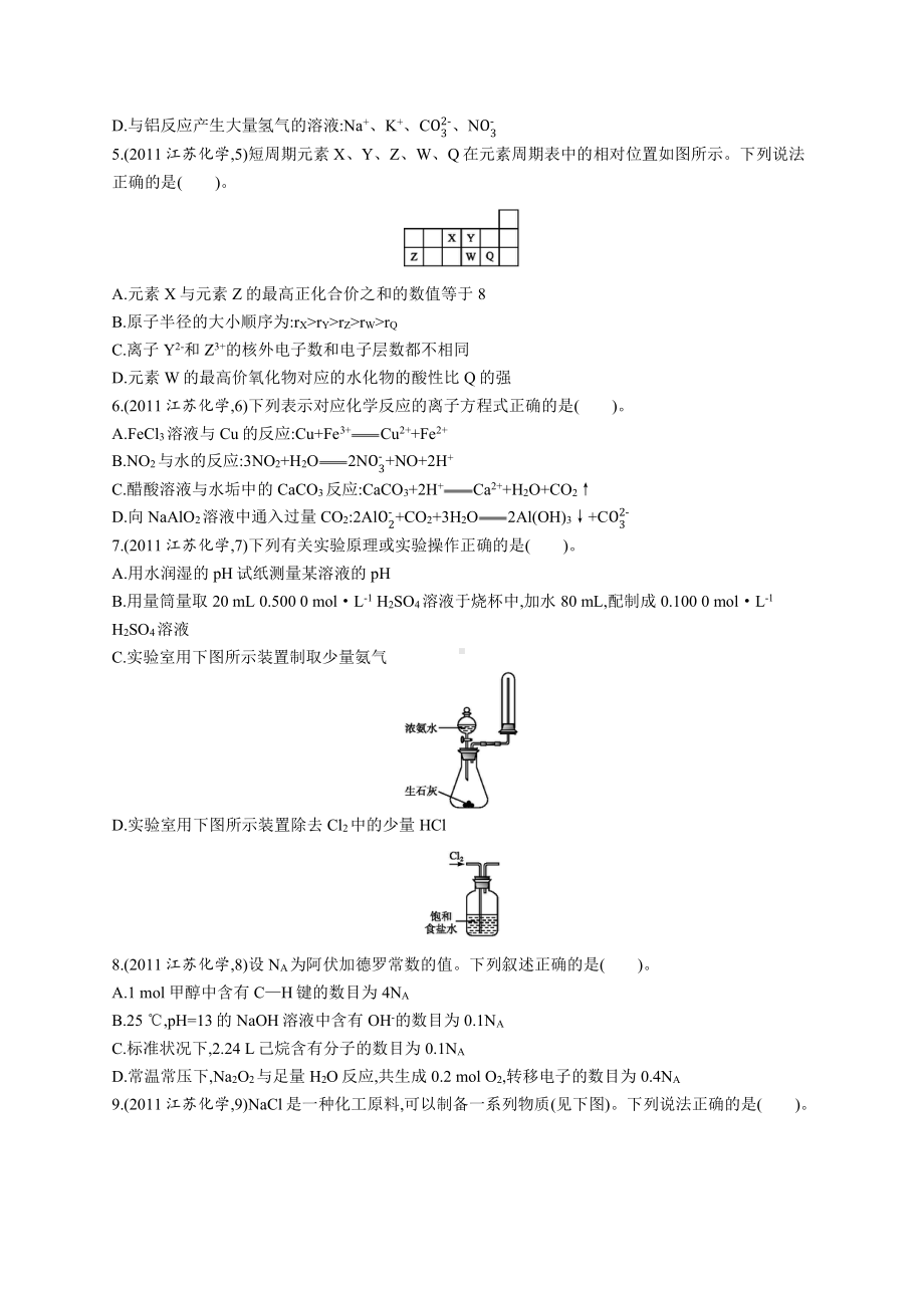 2011年普通高等学校招生全国统一考试化学(江苏卷).docx_第2页