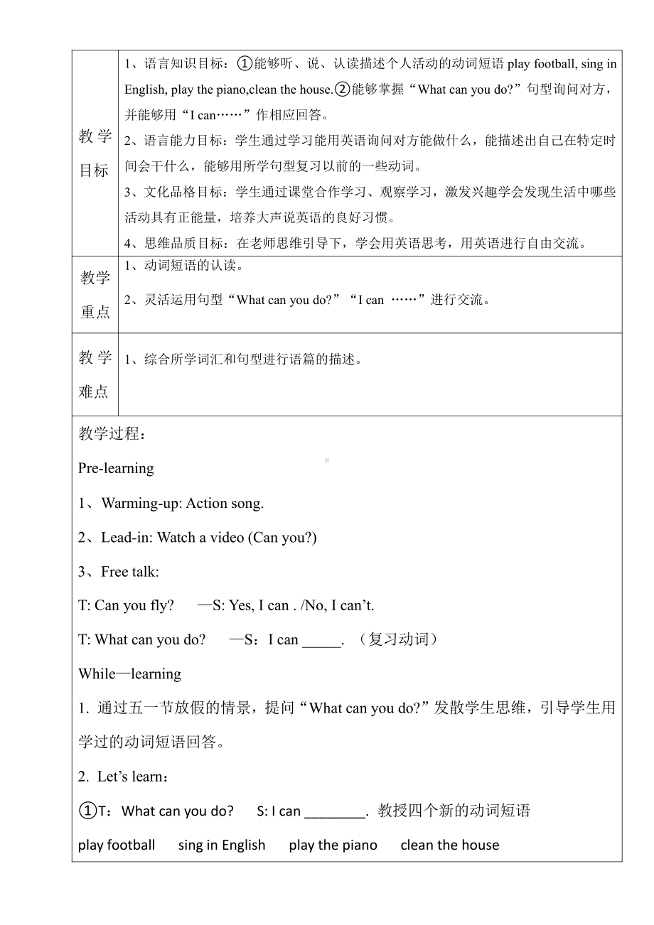 川教版三年级下册Lesson P What Can You Do -教案、教学设计--(配套课件编号：60950).docx_第1页