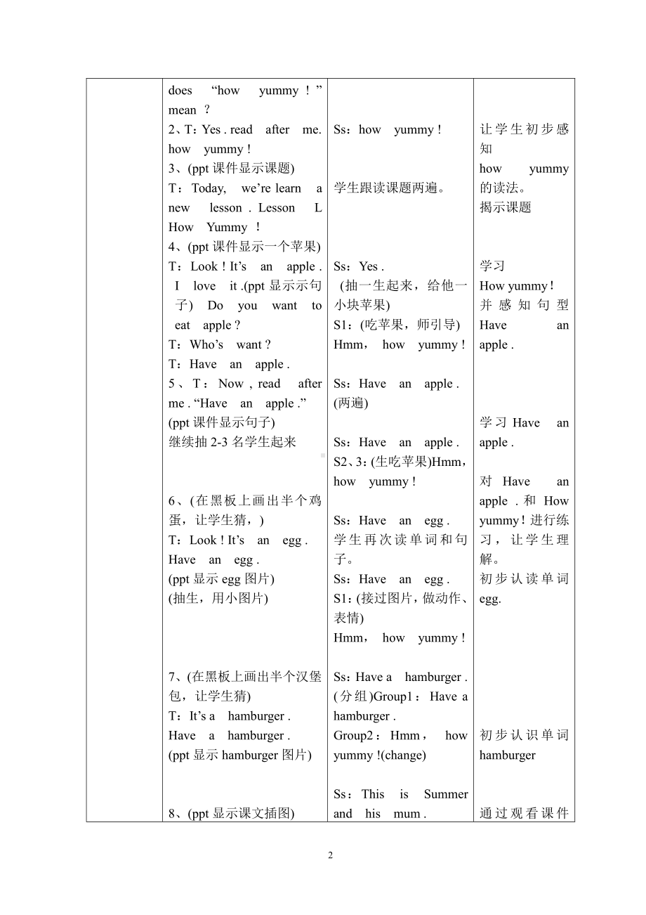 川教版三年级下册Lesson R How Yummy!-教案、教学设计--(配套课件编号：50b5e).doc_第2页