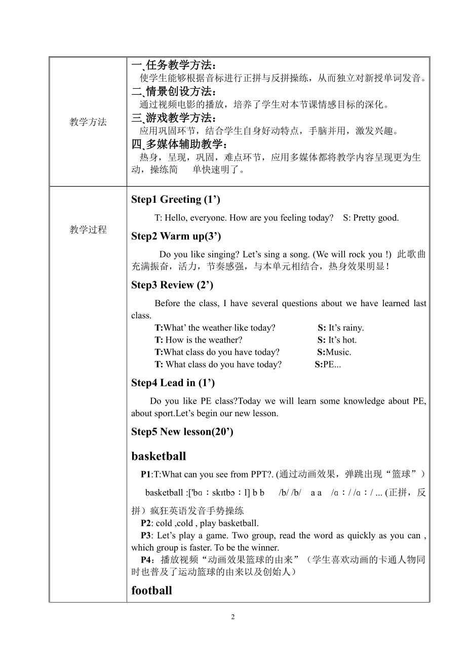 沪教版（三起）四年级下册Module 2 My favourite things-5 Sport-教案、教学设计-公开课-(配套课件编号：30cc5).doc_第2页