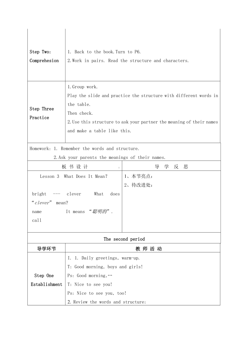 川教版四下Unit 1 Meeting a New Teacher-Lesson 3 What Does It Mean -教案、教学设计--(配套课件编号：12e76).doc_第3页