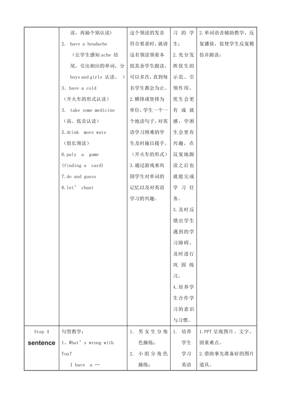 川教版四下Unit 2 Having a Picnic-Lesson 3 Are You Tired -教案、教学设计-公开课-(配套课件编号：b105b).doc_第2页