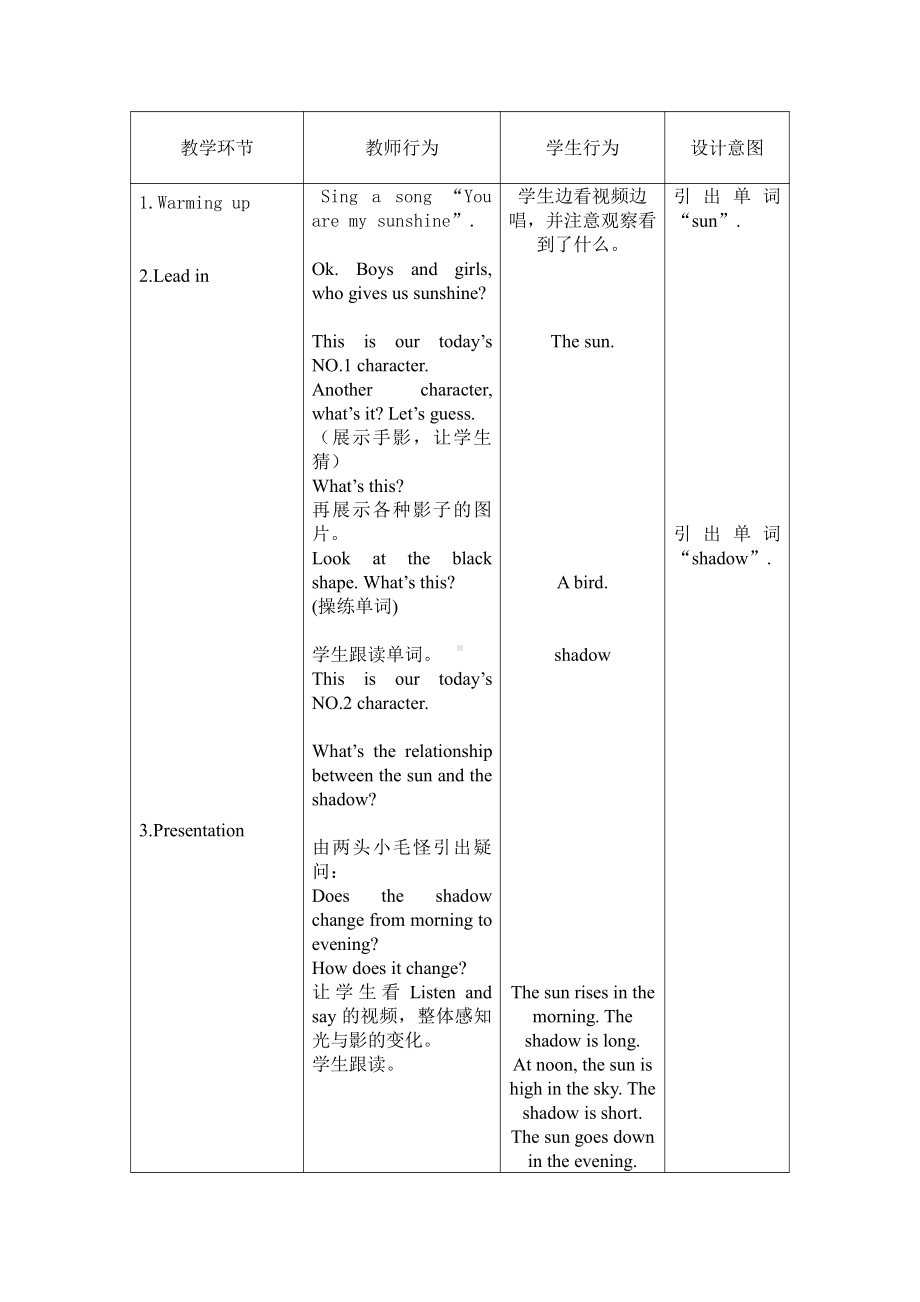 沪教版（三起）四年级下册Module 1 Using my five senses-3 Look and Say-教案、教学设计-公开课-(配套课件编号：d063c).doc_第2页