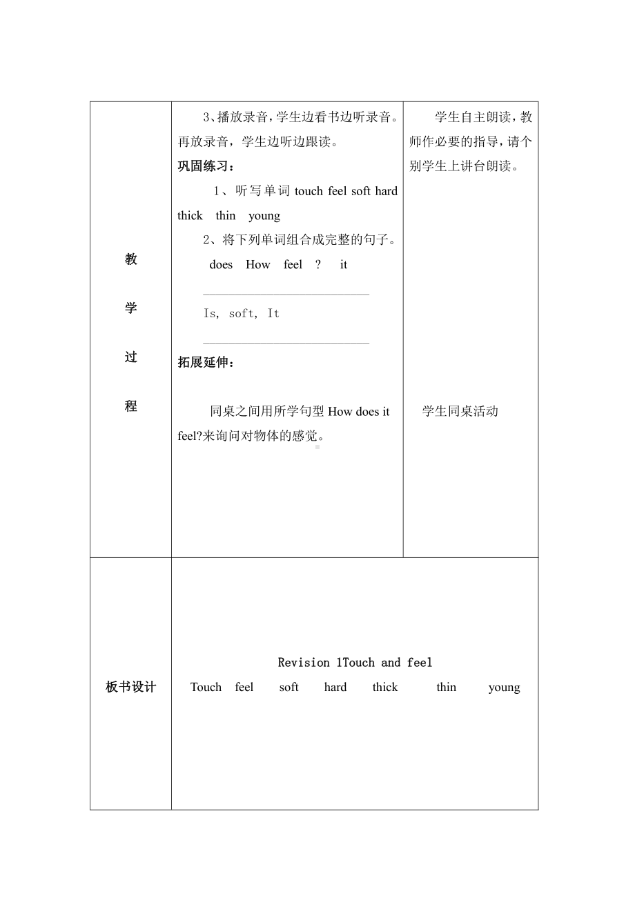 沪教版（三起）四年级下册Module 1 Using my five senses-Revision 1-教案、教学设计--(配套课件编号：715cd).doc_第2页