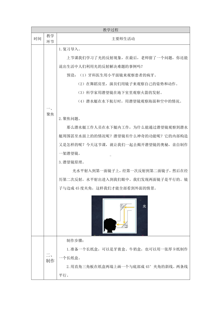 2021新教科版五年级上册《科学》1.7 制作一个潜望镜-教学设计.docx_第2页