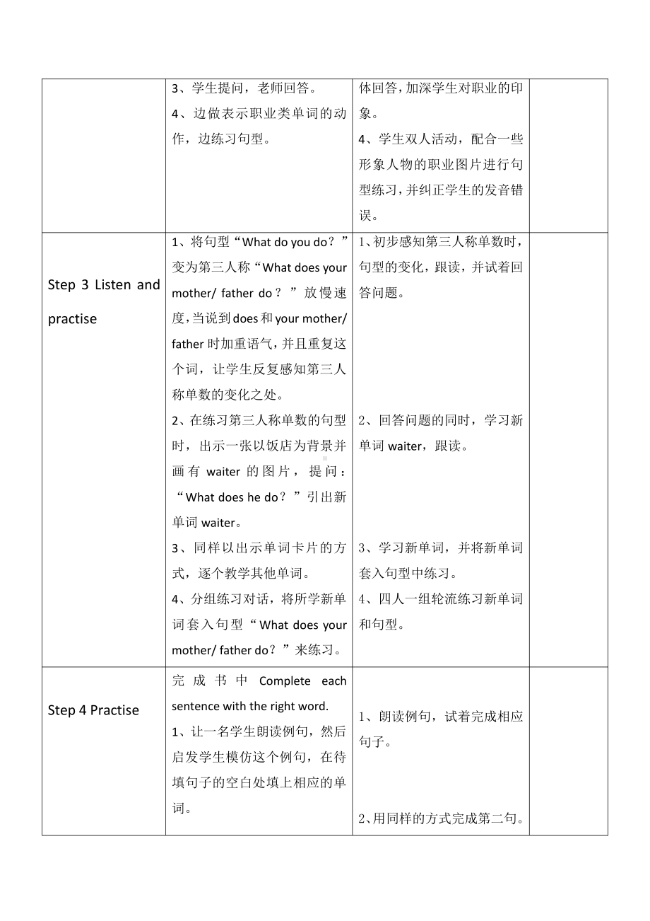 川教版六年级下册英语Unit 1 Different Jobs-Lesson 1 What Does Your Father Do -教案、教学设计--(配套课件编号：3065d).docx_第2页