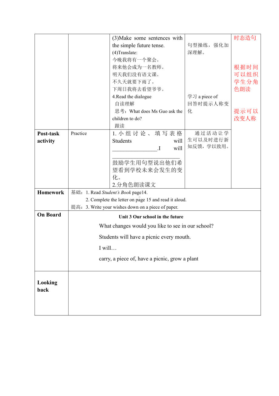 沪教版（三起）六下英语Module 1 Changes and differences-3 Our school in the future-教案、教学设计-公开课-(配套课件编号：60140).doc_第3页