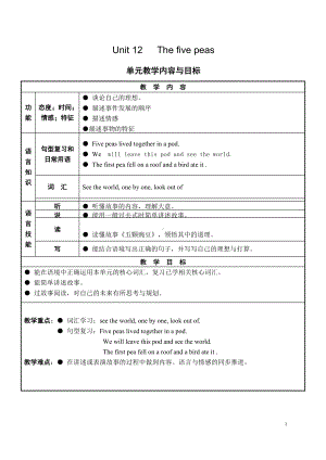 沪教版（三起）六下英语Module 4 Things we enjoy-12 The five peas-教案、教学设计--(配套课件编号：e0dd5).docx