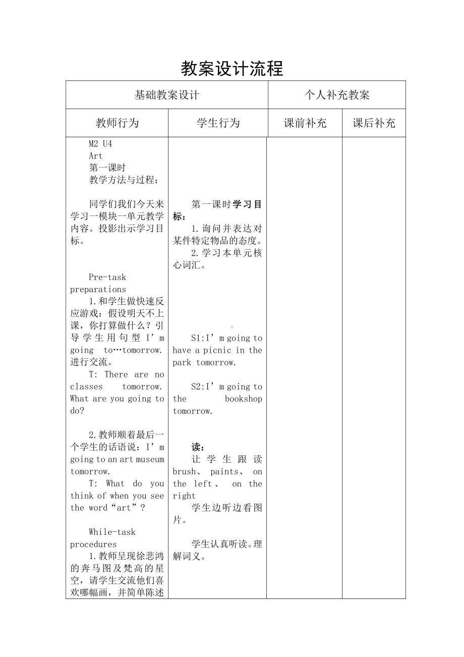 沪教版（三起）六下英语Module 2 Work and play-4 Art-教案、教学设计-部级优课-(配套课件编号：40239).doc_第3页