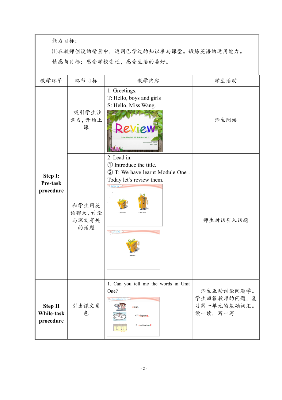 沪教版（三起）六下英语Module 1 Changes and differences-Project 1-教案、教学设计-市级优课-(配套课件编号：7107b).doc_第2页