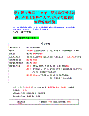 呕心沥血整理2019年二级建造师考试建设工程施工管理个人学习笔记及试题汇编附答案精编备考可编辑.docx