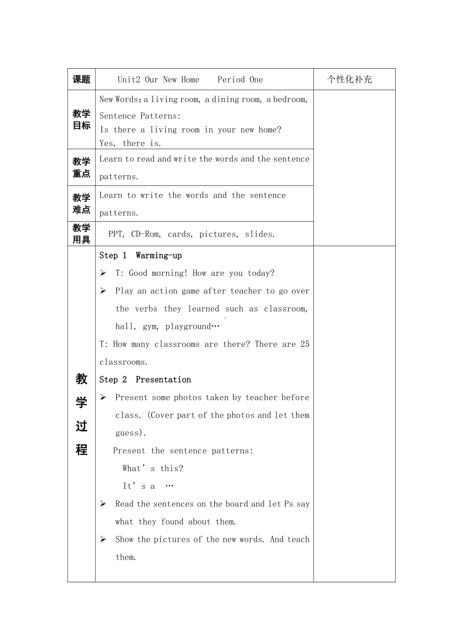 重庆大学版五年级下册Unit 2 At Home-Lesson 1-教案、教学设计--(配套课件编号：a11b0).docx_第2页