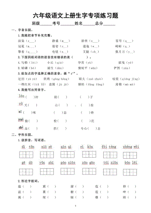 小学语文部编版六年级上册《生字》专项练习题.doc